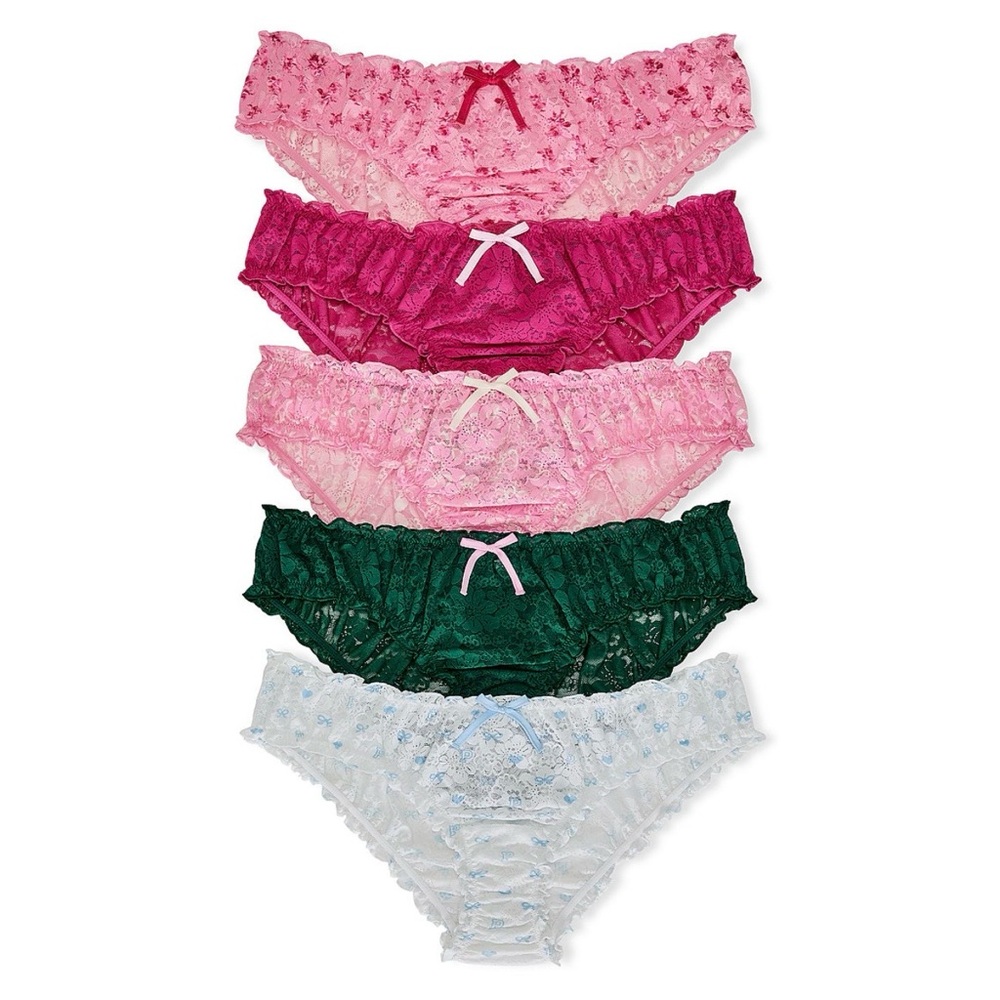 PINK x LoveShackFancy Holiday Bow 5-Pack Cheeky Panties